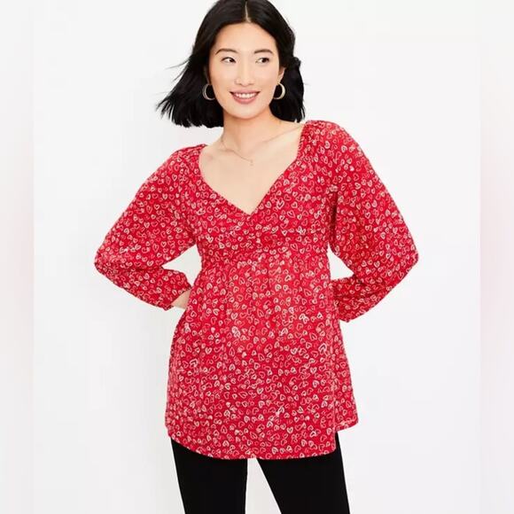 LOFT Tops - NEW LOFT Heart Cinched Sweetheart Neck Blouse - Size 8